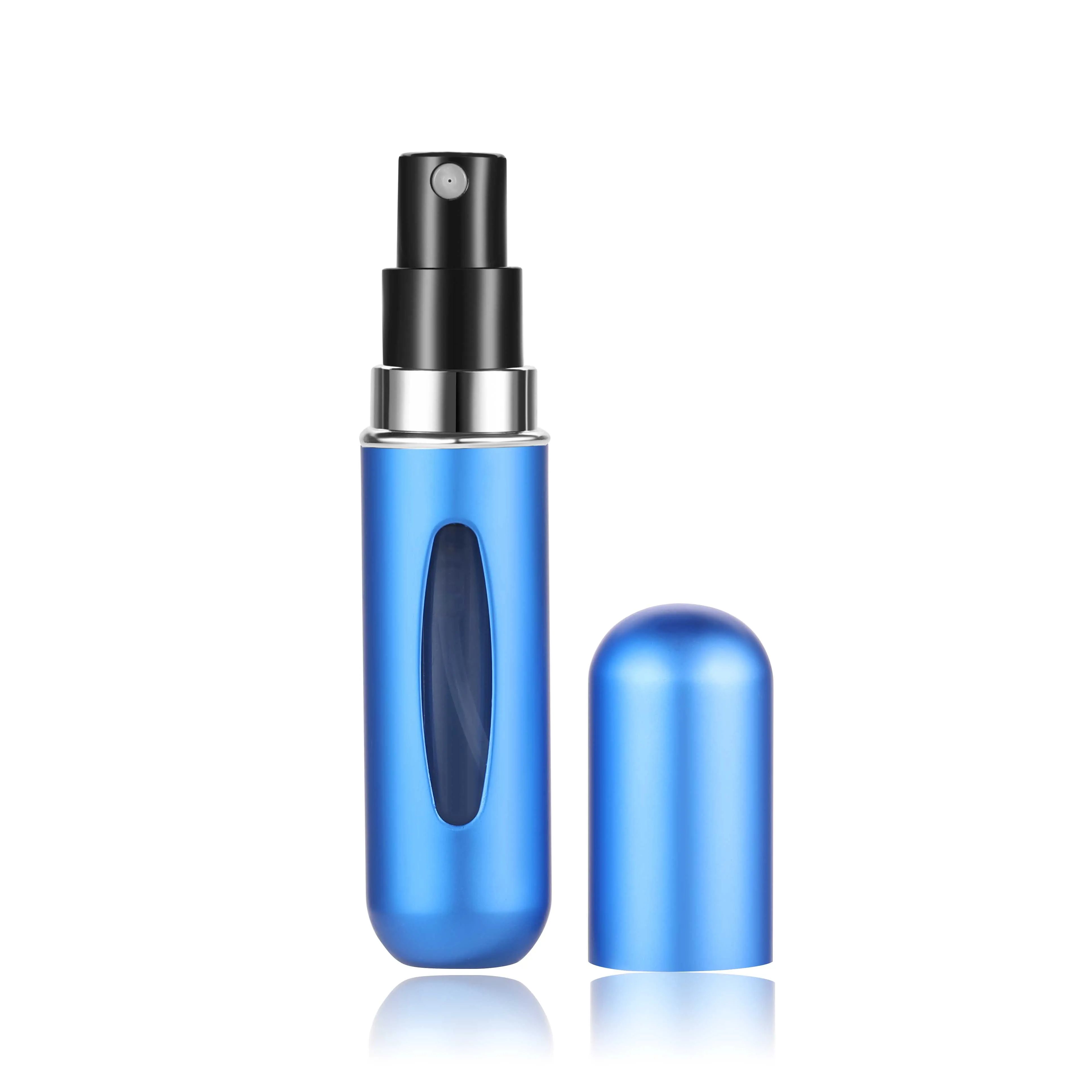 MUB-5ml мини многоразовая Удобная пустая бутылка для парфюмерии с распылителем насос алюминиевая спрей бутылка-контейнер для косметики путешествия Parfum подарок - Цвет: Blue