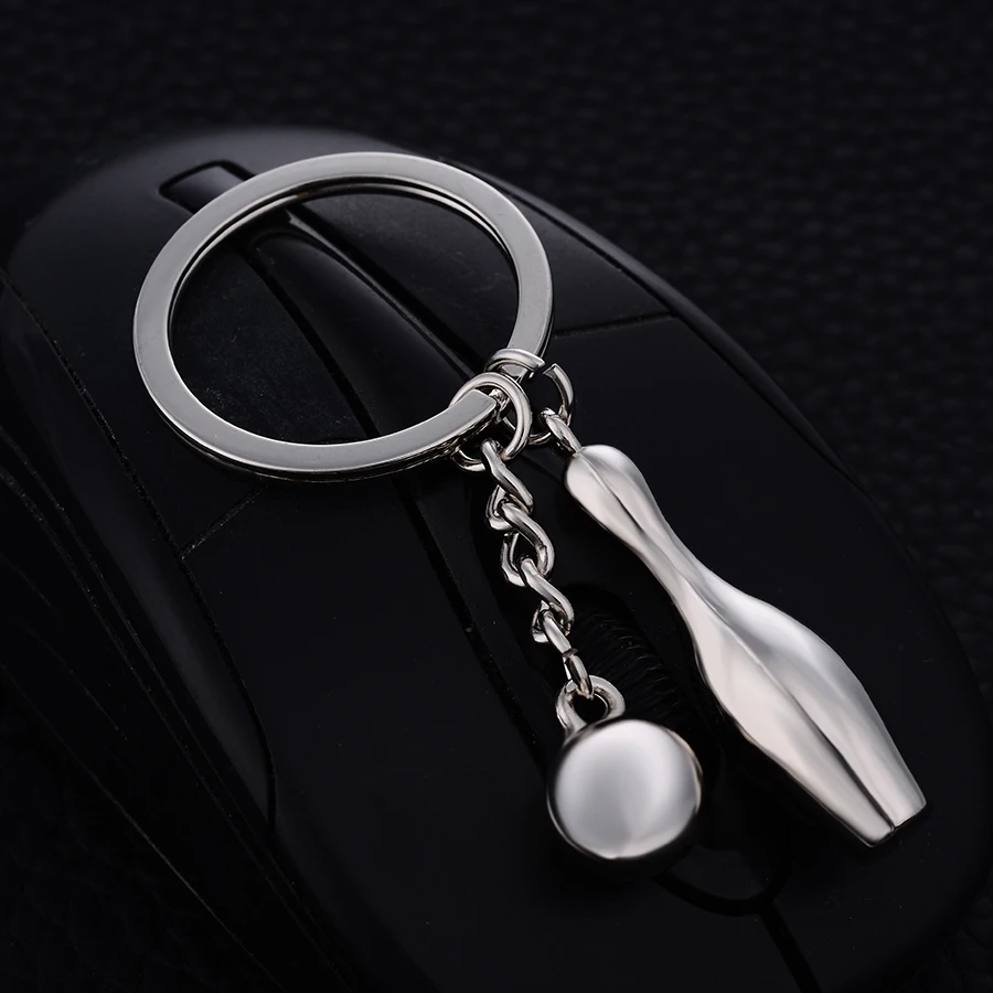 

10PCS Chaveiro!Fashion Casual Bowling Pin Ball Keychains Charm Keyring Keyfobs Creative Metal Car Key Holder Jewelry Gift J026