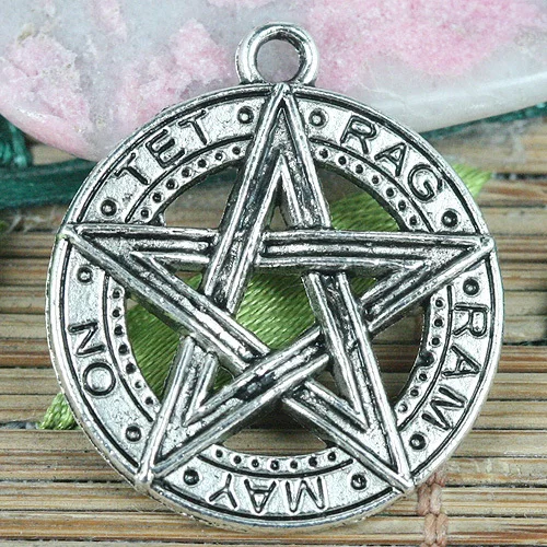 

10pcs tibetan silver color 24.4mm round star charms EF0324