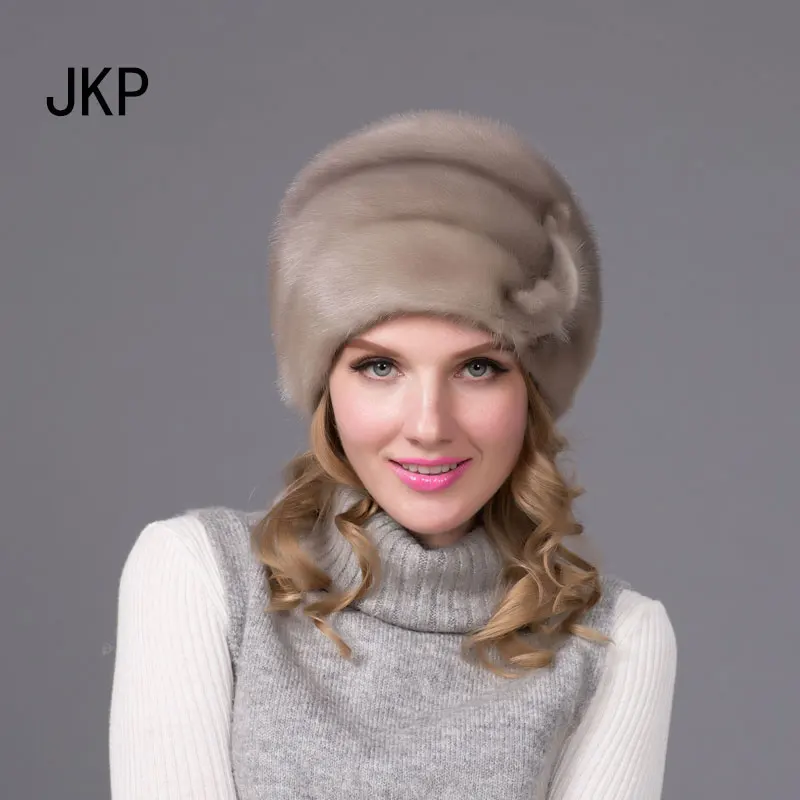 JKP 2018 зимние женские меховые шапки импортная меховая шапка из натуральной норки с