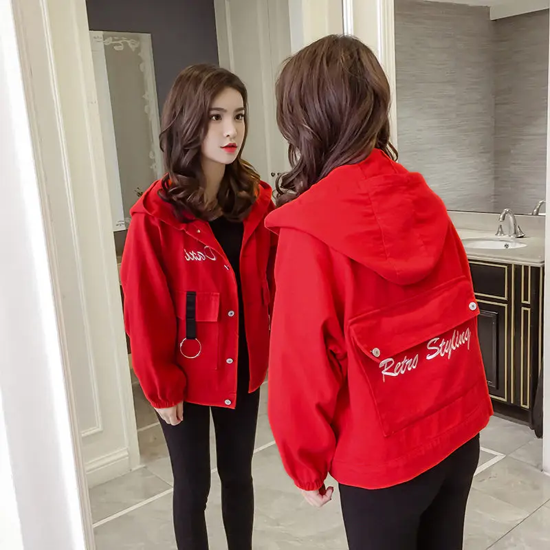 Куртка женская с капюшоном и вышивкой 2019 | Женская одежда