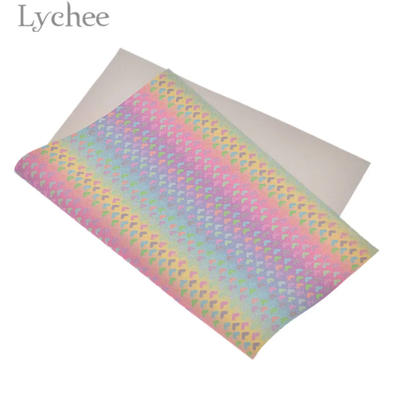 Lychee Life 21x29 см A4 блестящая Искусственная ПУ ткань с сердечком Радуга Синтетическая