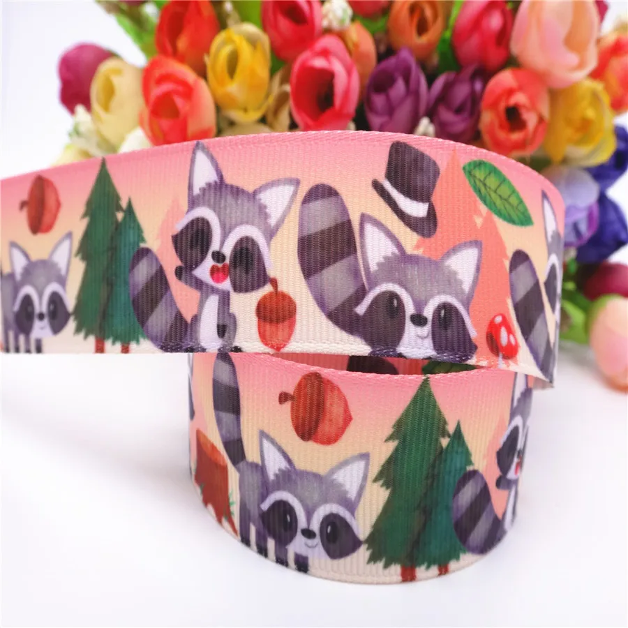 1 &quot25 мм 10 ярдов милые животные Печать Grosgrain лента для DIY hairbow материалы ручной