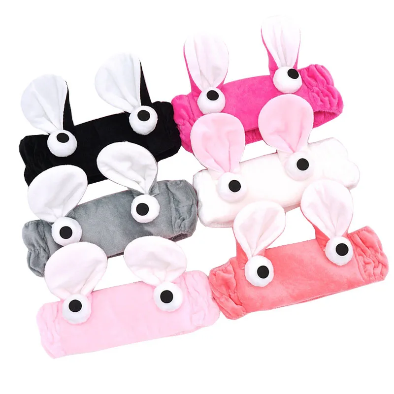 Женский удобный спа-ободок с большими глазками кролика для мытья лица и волос