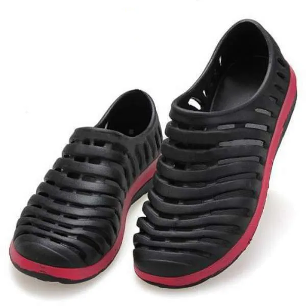 Мужские летние полые кроссовки лоферы на плоской подошве Пляжные Резиновые