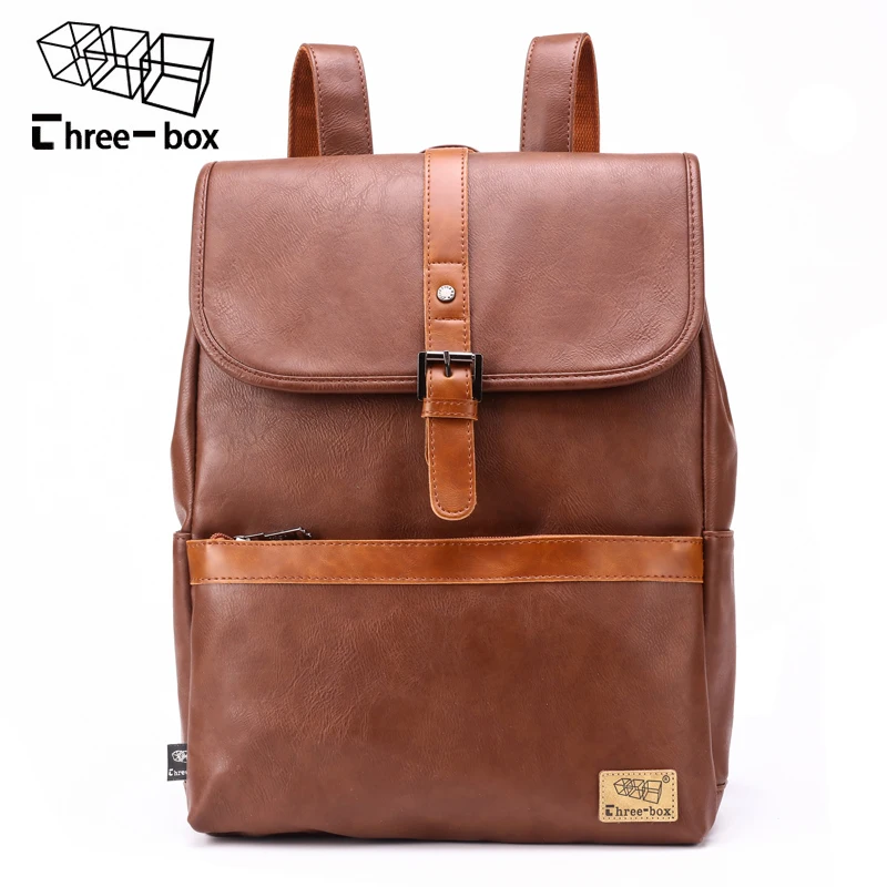

Three-box Famous Brand Vintage Style Leather Large Capacity Men Backpack School Bag Travel Business Mens Laptop Daypacks Mochila