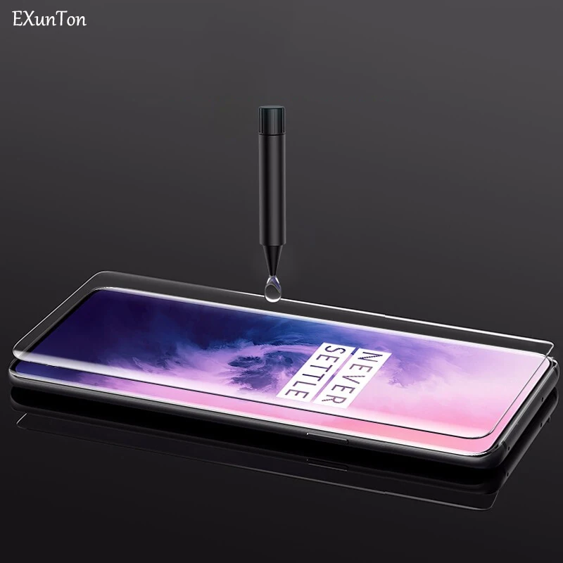 EXUNTON УФ жидкий протектор экрана для Oneplus 7 Pro 3D полное покрытие закаленное стекло для One Plus 7 профессиональная защитная пленка