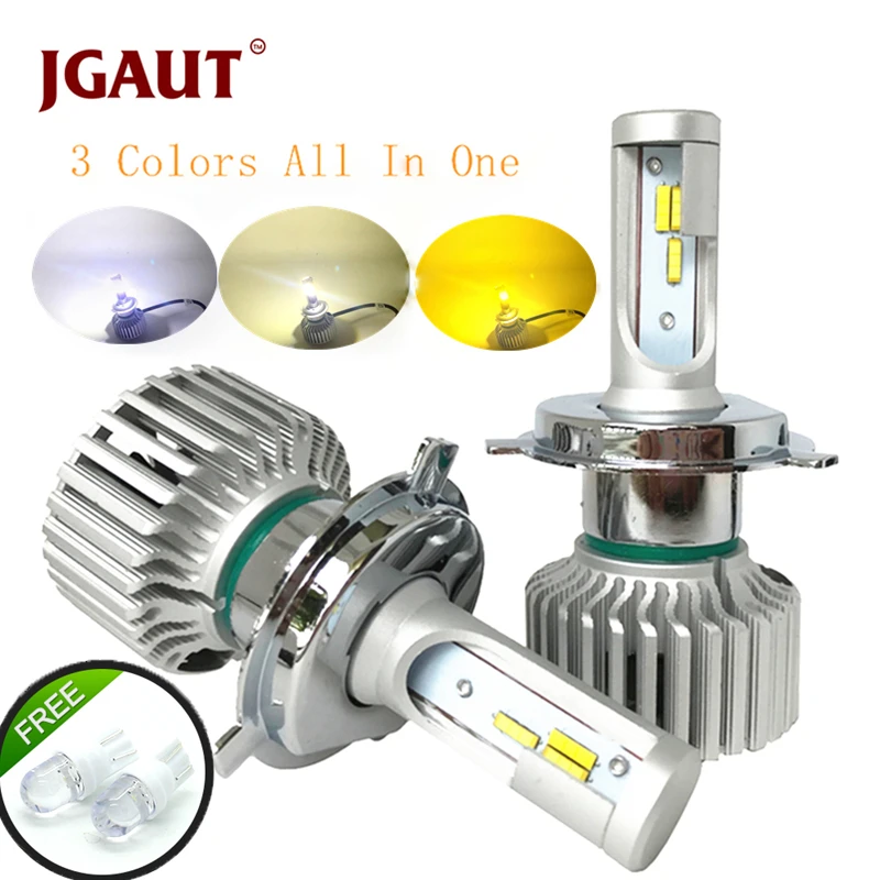 JGAUT автомобиля светодиодный светильник фары H7 H4 лампы H1 H3 H8 H11 9005 9006 880 9012 3 Цвета