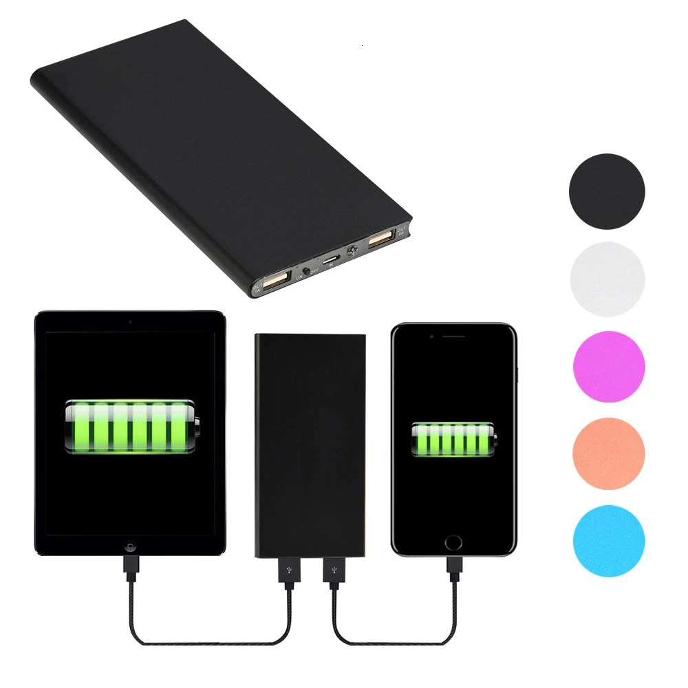 Power Bank 20000 мАч ультратонкая батарея зарядное устройство портативное USB Внешнее power