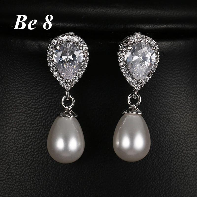Be8 брендовые красивые жемчужные серьги в форме капли воды изысканный Фианит