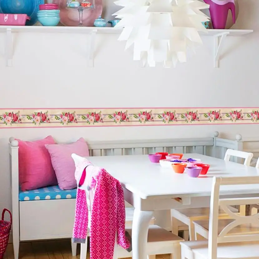 Пасторальный цветок наклейка сделай сам кухонные настенные границы для ванной