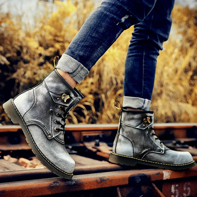 2018 мужские ботинки Martens большие размеры 38-47 мужская обувь на толстой подошве
