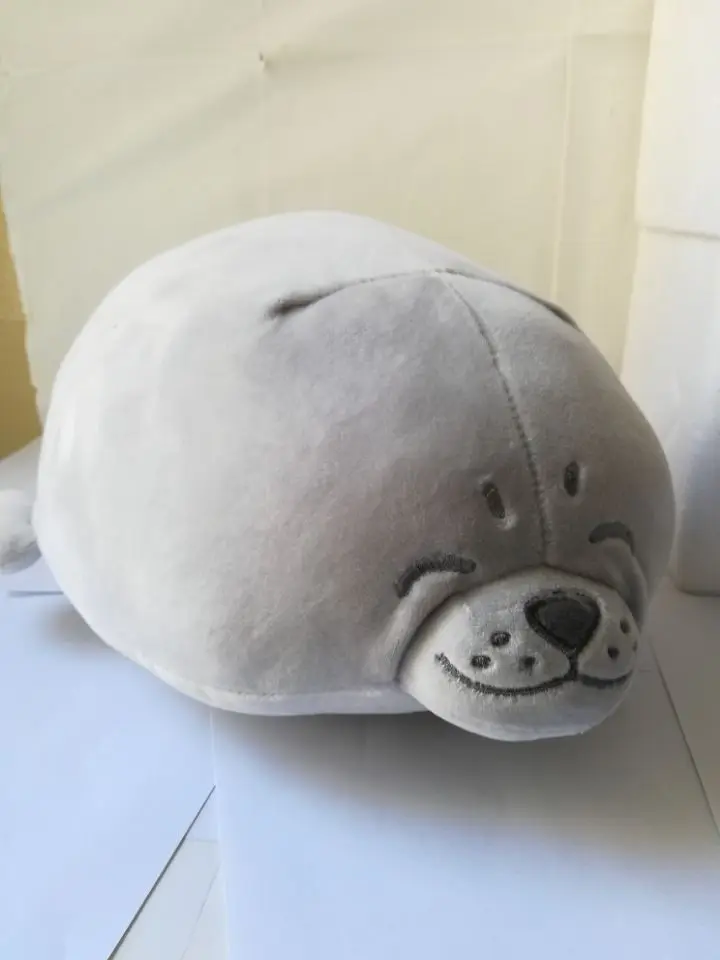 

cartoon gray seal ush toy about 45cm lying seal very soft doll throw pillow birthday gift s2038