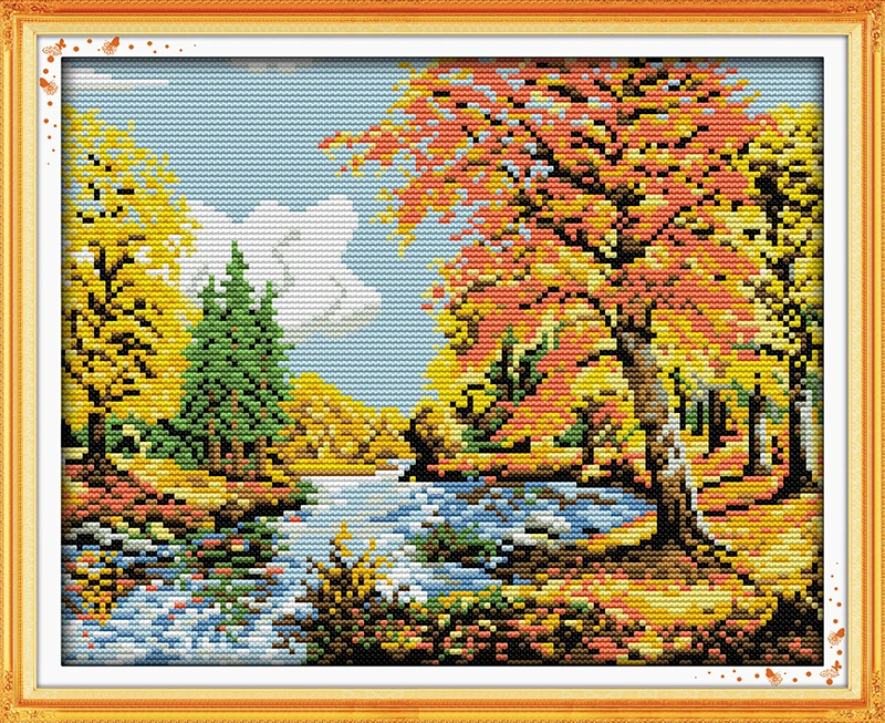 

Autumn scenery (3) cross stitch kit landscape18ct 14ct 11ct count printed canvas stitching embroidery DIY handmade needlework