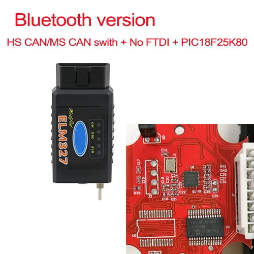 PIC18F25K80 для Ford ELM327 ELM 327 FTDI чип с переключателем для Ford HS CAN и MS CAN автомобильный диагностический кабель USB и Bluetooth - Цвет: BLUETOOTH VERSION
