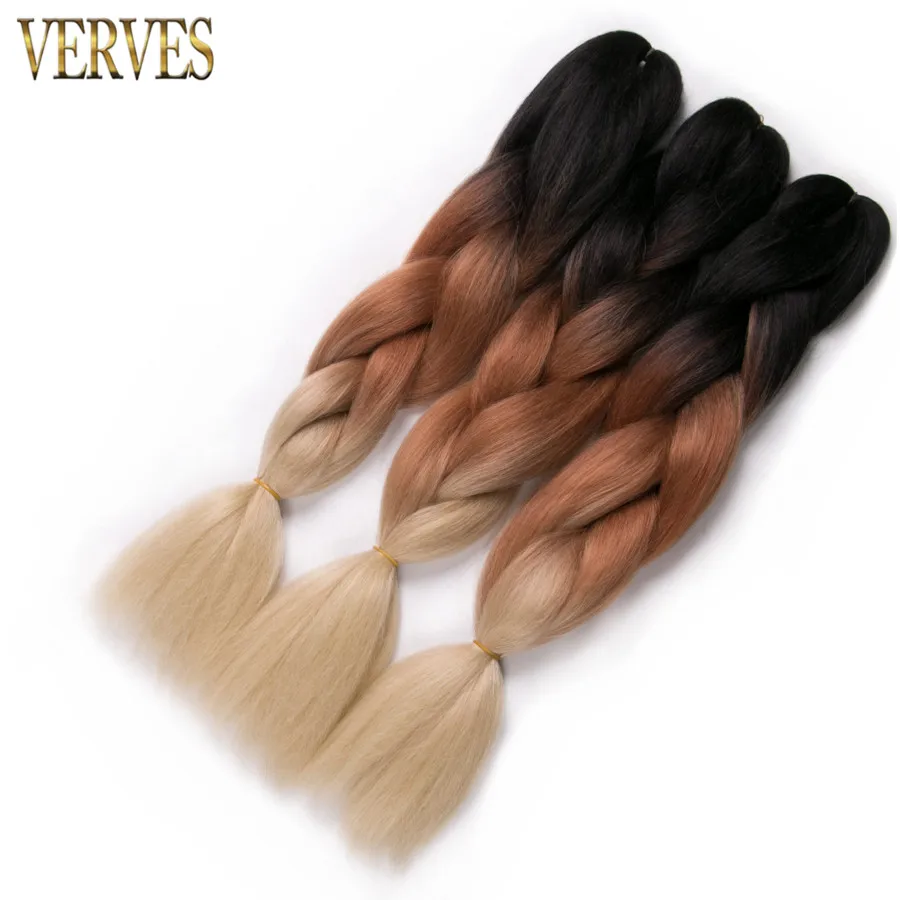 VERVES плетеные волосы 1 шт. 24 ''большие синтетические косы 100 г/шт., вязанные волосы с эффектом омбре, высокотемпературное волокно для наращивания волос
