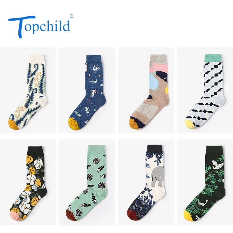 Topchild Мужские Женские носки художественные иллюстрации счастливые модные зимние