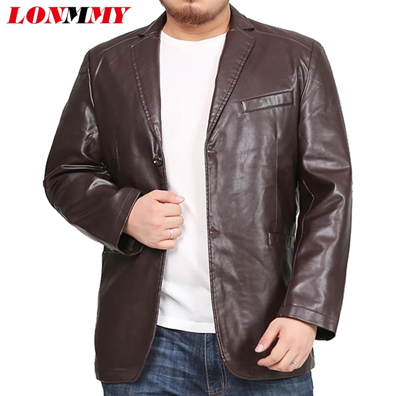 LONMMY 6XL 7XL 8XL кожаный пиджак мужской блейзер мужские куртки и пальто смокинг костюмы мужская верхняя одежда jaqueta хаки черный