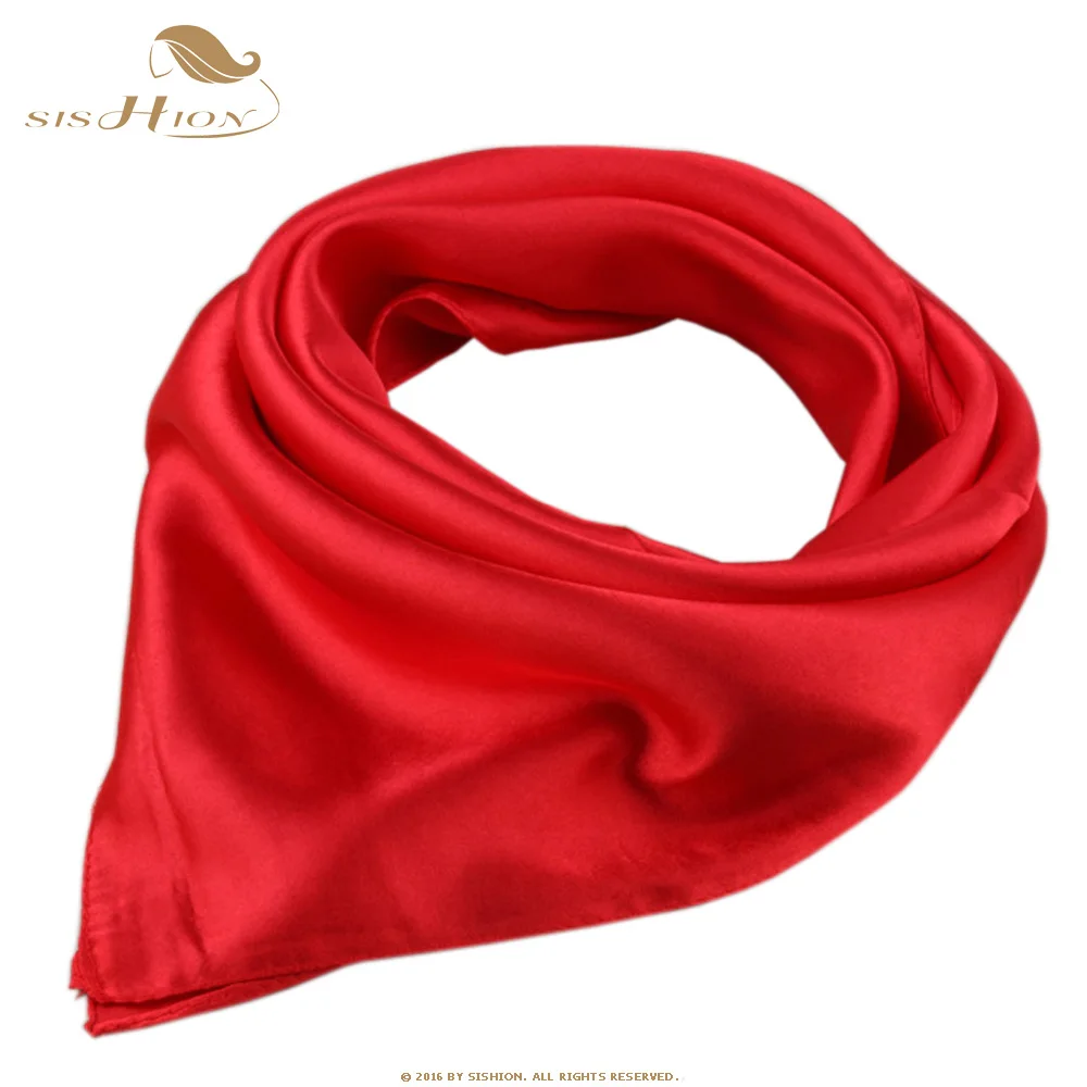 

SISHION Brand New 50s Vintage Style 60cm*60cm Womens Scarfs Fashionable Solid Red Women Scarf Scarves foulard femme SD0005