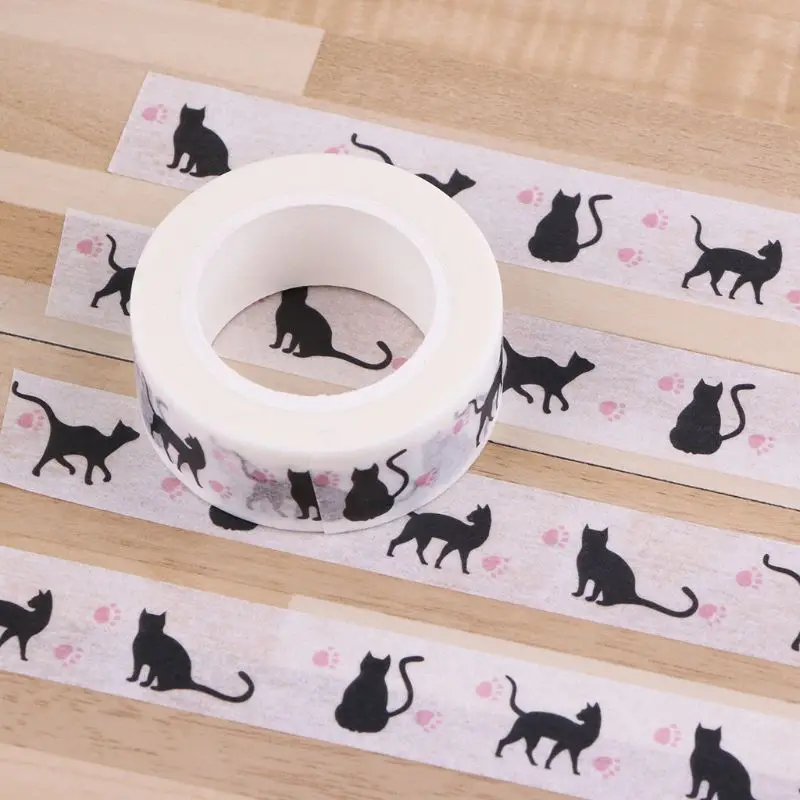 Хэллоуин скотч с принтом "Кошка" Diy украшения Скрапбукинг планировщик Маскировочная лента клейкая лента канцелярские товары