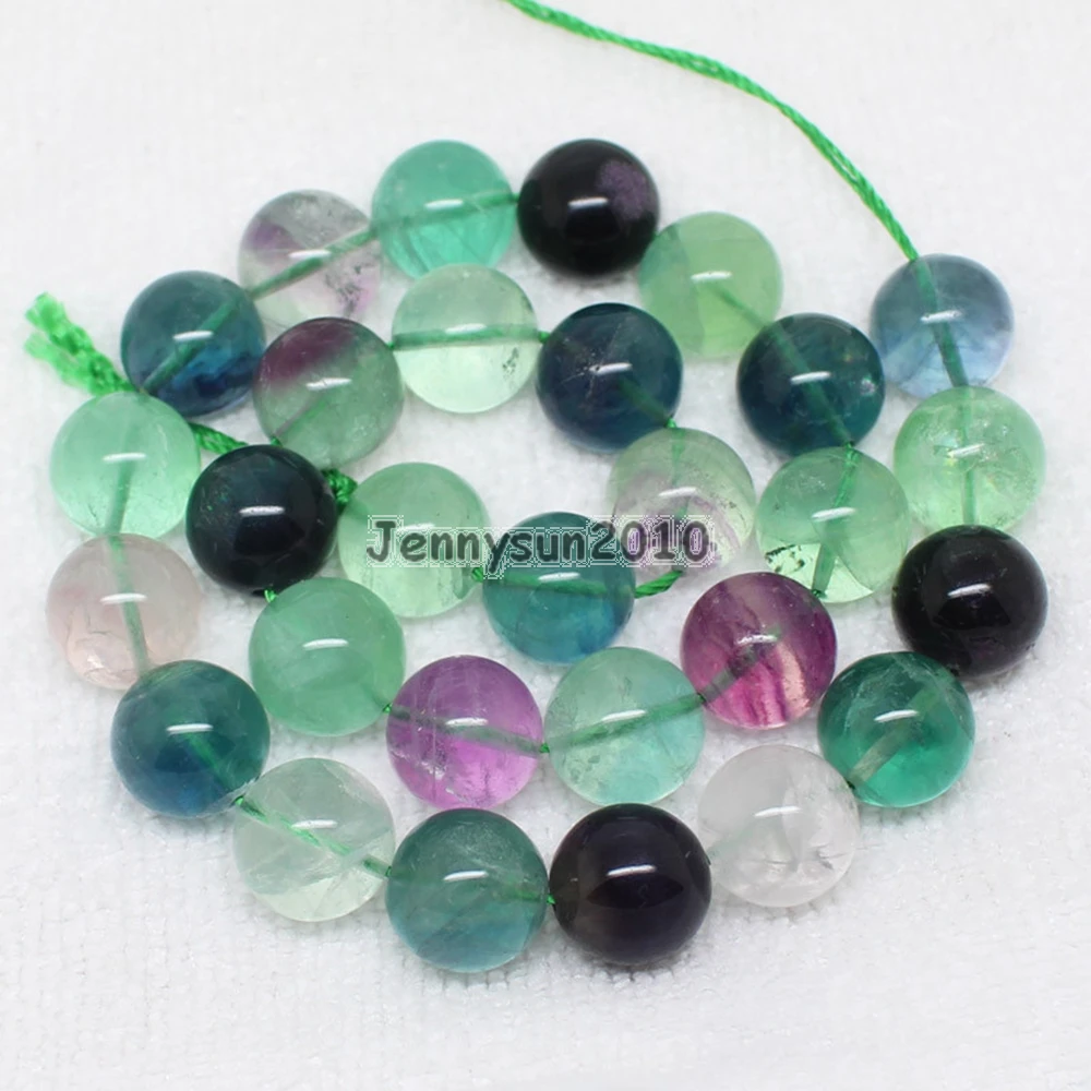 Природный Радуга Флюорит Драгоценных Камней Камень 12 мм Круглые Бусины 15