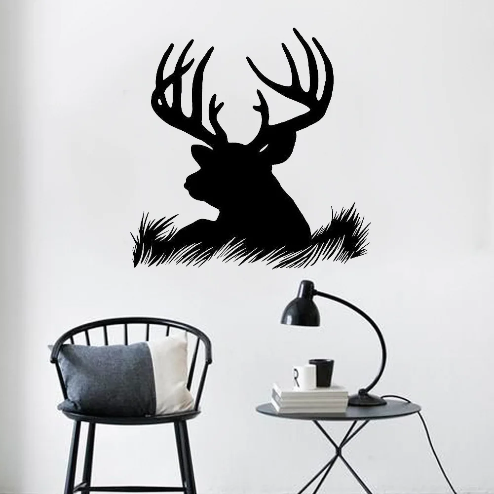DIY 3D Наклейка Черная голова оленя для гостиной декоративные настенные фигурки