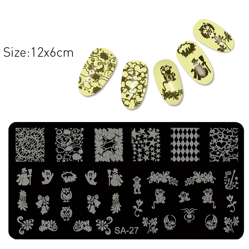 6CM*12CM monkey nail stamping plates patterns stainless steel art for Nail Template Stencil DIY | Красота и здоровье
