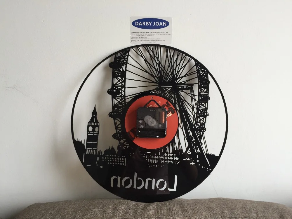 Music London Vinyl Wall Clock Art Gift Room Modern Home Record Vintage Decoration duvar saati | Дом и сад