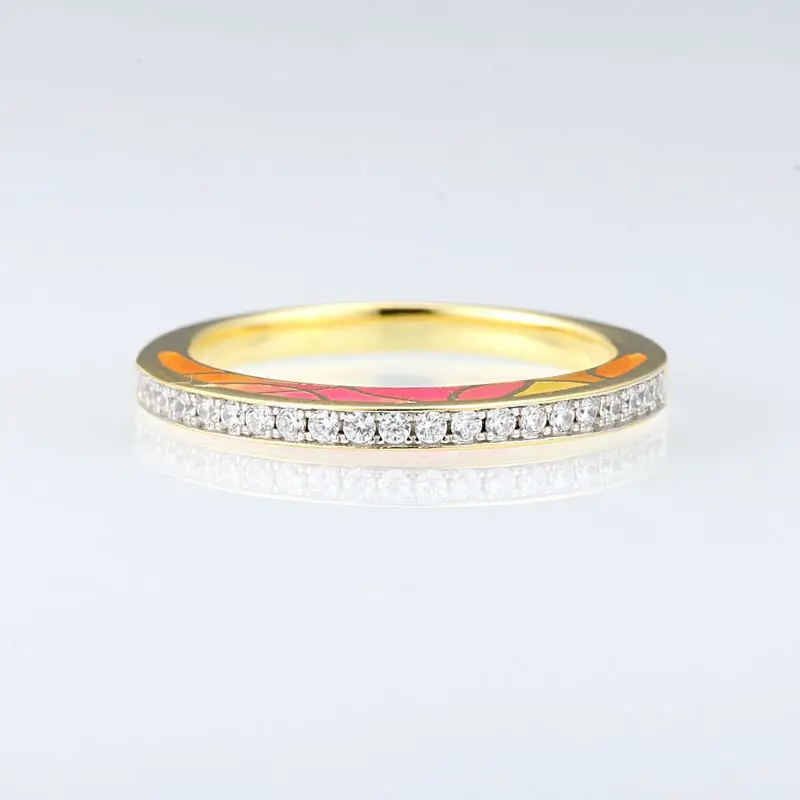 SANTUZZA серебряное кольцо для женщин, подлинное, 925 пробы, серебро, золото, цвет сверкающий CZ, модное женское ювелирное изделие, эмаль ручной работы