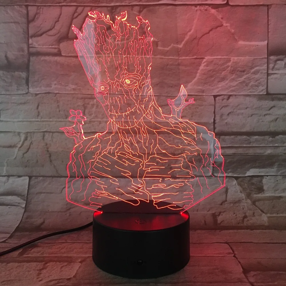 Groot Хранители 3D светодиодный свет Хэллоуин украшения подарок ребенок праздник USB