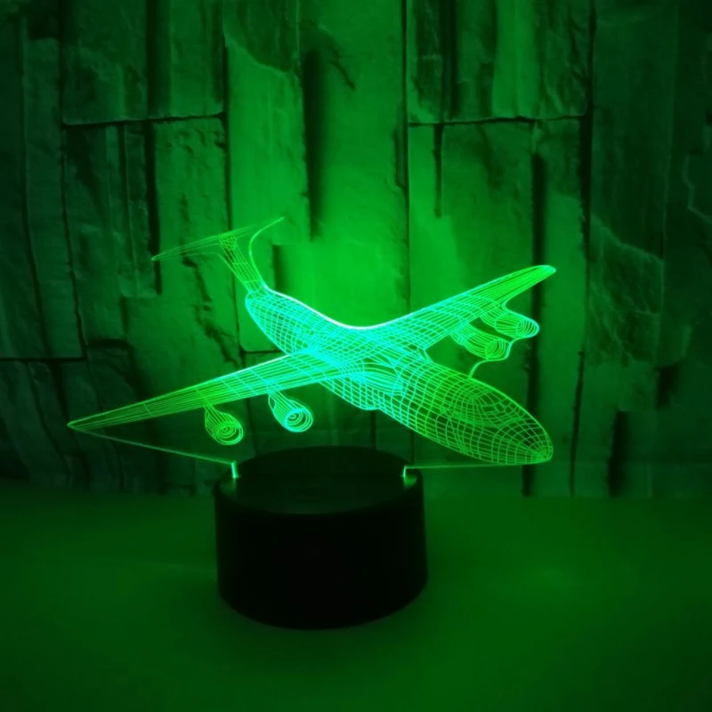 Светодиодный 3d-ночник самолет с 7 цветами света для украшения дома лампа потрясающая визуализация Оптическая иллюзия
