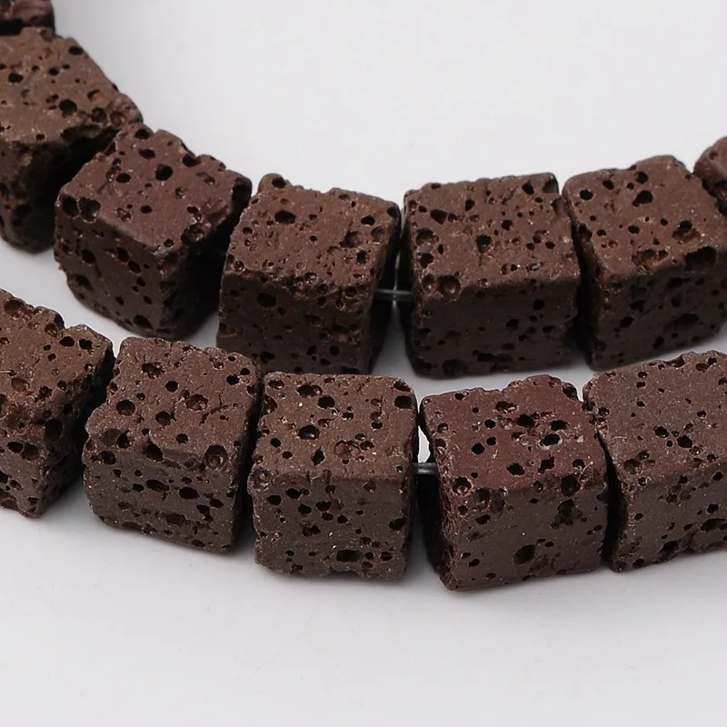 Brown 8x8x8 мм синтетический Lava бисер Полу ювелирные изделия бисер свободные каменные нити куб окрашенный для Diy ювелирных изделий - Цвет: Brown