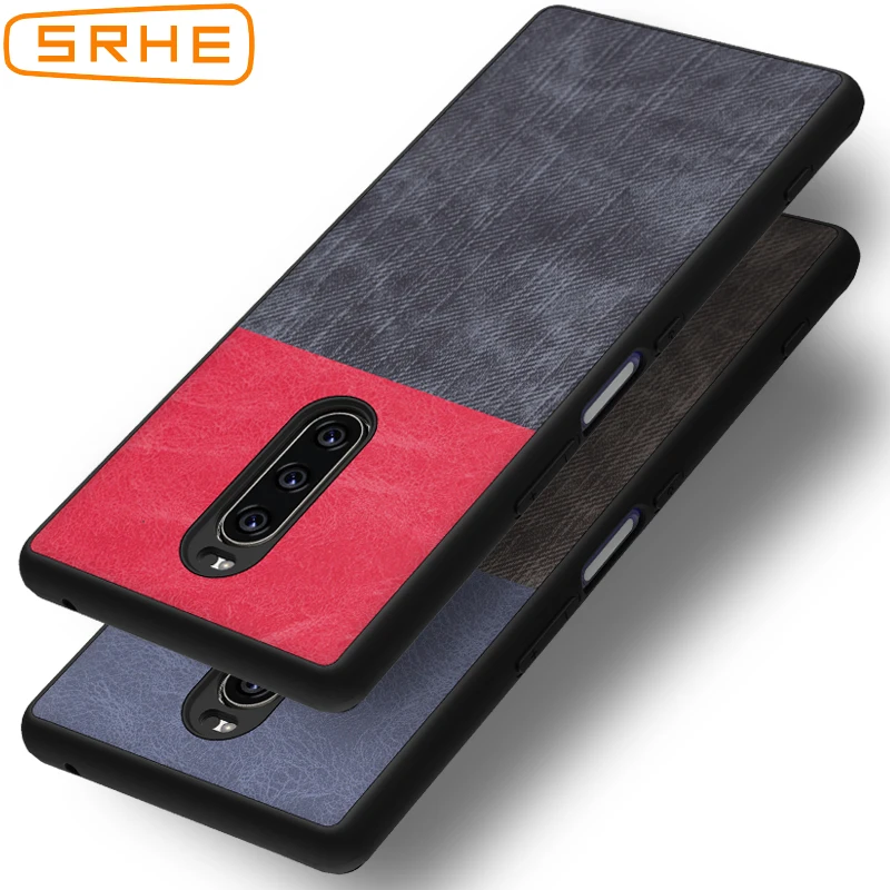 SRHE For Sony Xperia 1 Case Cover 6.5'' PU Leather and Denim Silicone Back Xperia1 J8110 J8170 J9110 |