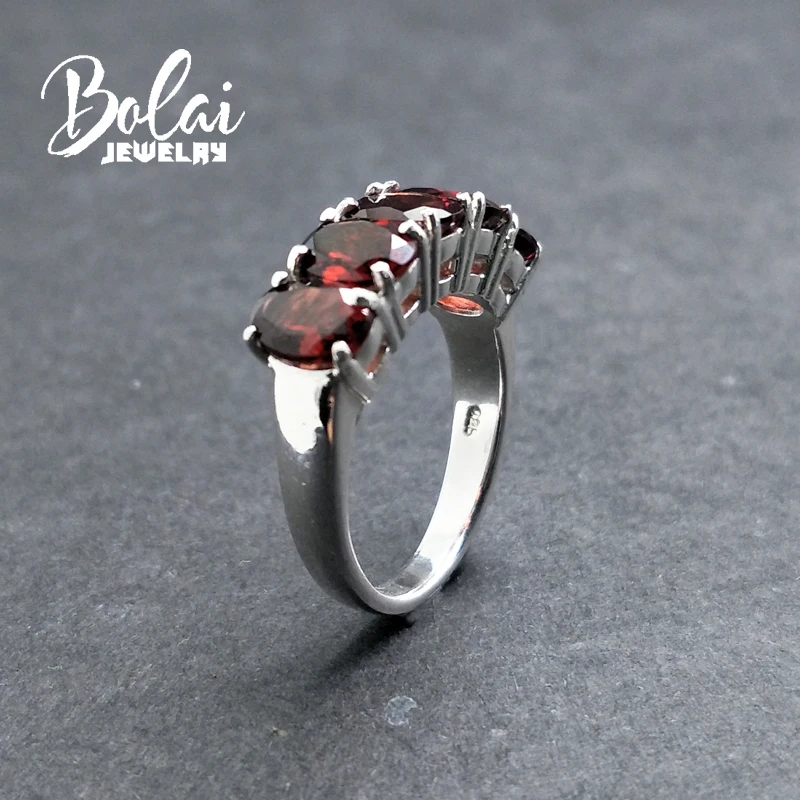 Bolaijewelry, классические винтажные кольца с натуральным красным гранатом, простые кольца из стерлингового серебра 925 пробы, хорошее ювелирное изделие для женщин, лучший подарок