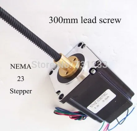 

Nema 23 external linear stepper motor with 300 mm lead screw 2 mm pitch 8 mm lead Nema 23 axial screw