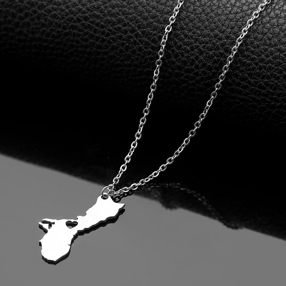 Цепочка с подвеской в виде карты Гуама из нержавеющей стали | Украшения и