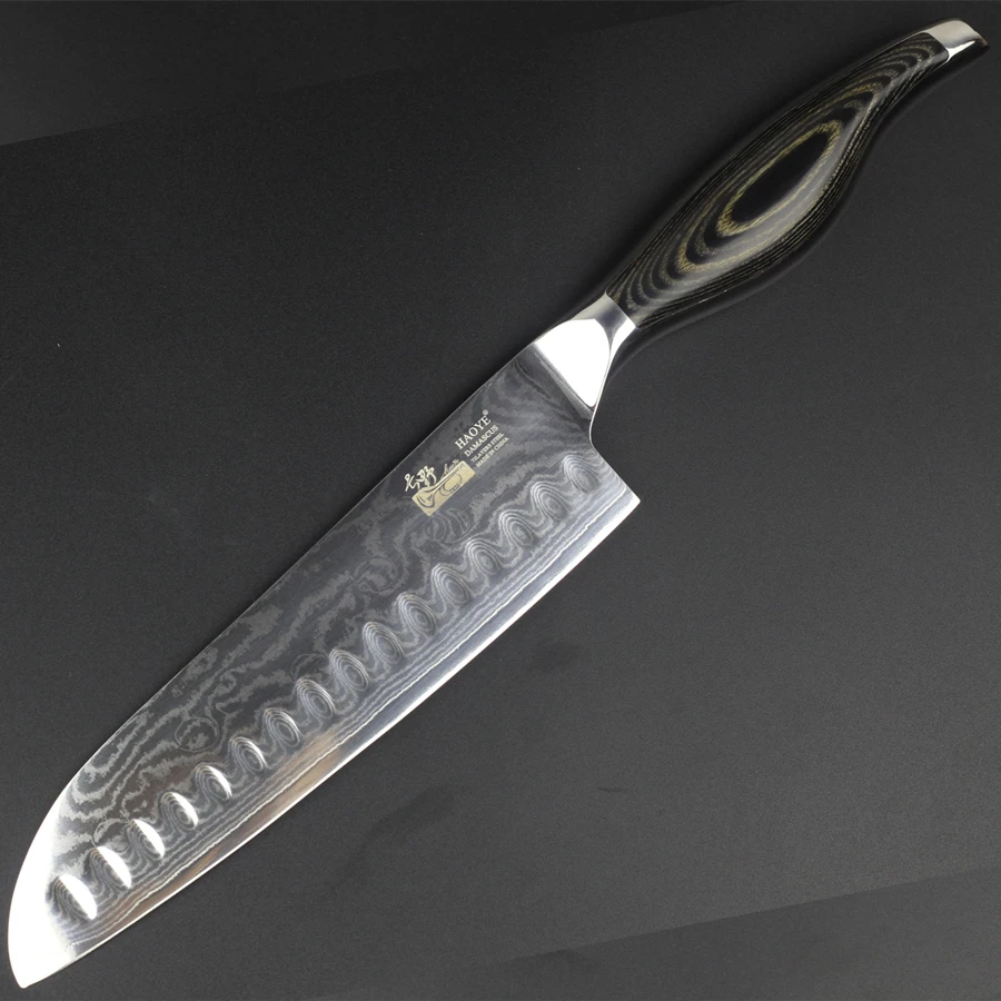 7 дюймовый дамасский нож santoku японский кухонный лук морковь кубик измельчитель