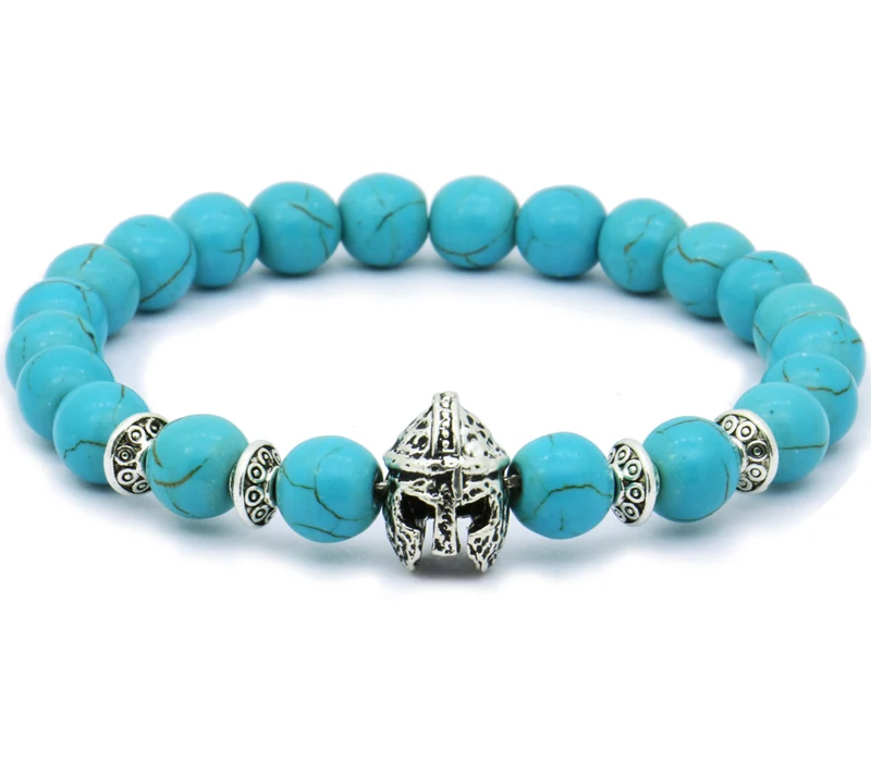 2018 модный рыцарь Спартан воин шлем гладиатора мужской браслет черный камень из