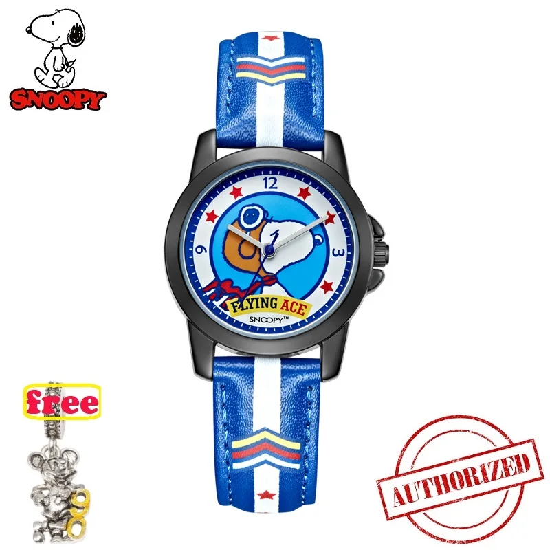 Snoopy Ruislee Горячая Пилот часы милые мультфильм часы Дети часы pu кварцевые часы подарок Детский час reloj montre relogio 787