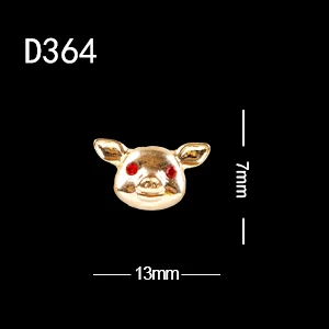 10pcs D364 10 шт./лот, новогодний дизайн, 3D дизайн ногтей, сердце, рыба, свинья, кролик, кошка, голова, сплав, ювелирные изделия, стразы, шарм, сделай сам - Цвет: 10pcs D364