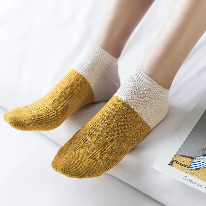 Новинка 2019 5 цветов модные женские носки двухцветные с переплетением Calcetines милые