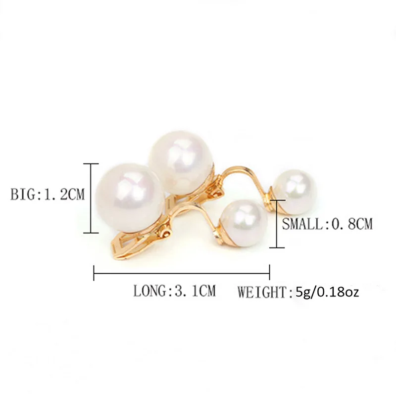 

Grace Jun 2 Colors New Double Simulated Pearl Clip on Earring Without Piercing for Women Wedding Luxury Bridal Earring 8mm&12mm