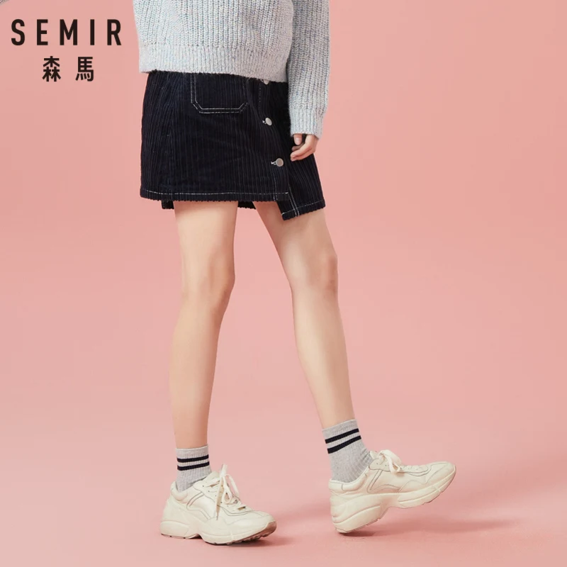 SEMIR Для женщин короткие Вельветовая юбка Высокая талия со съемной Туфли с