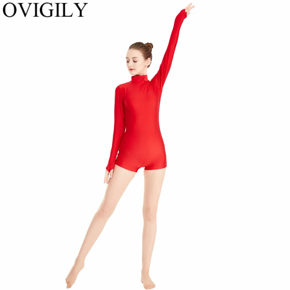 Женские гимнастические костюмы OVIGILY с высокой горловиной и отверстиями для