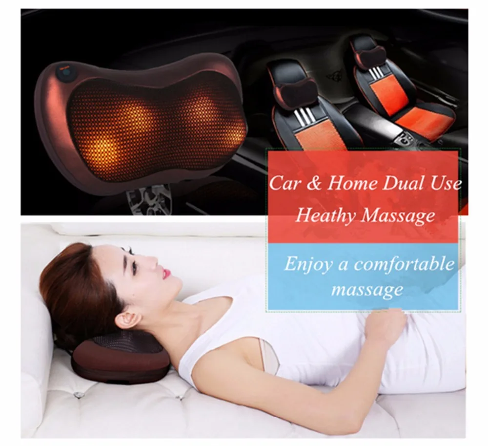 Home & Car Dual-use Multifunction Massager Neck Shoulder Back Body Spa Massage Pillow Infrared Heating Shiatsu |