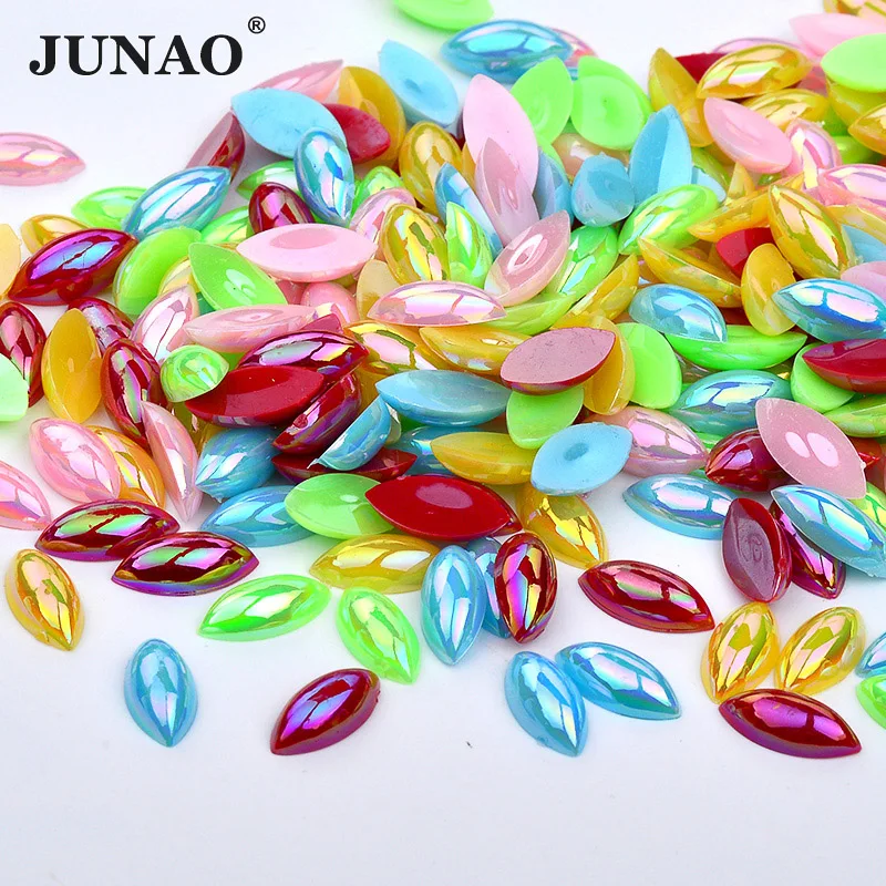 Стразы лошадиный глаз JUNAO 7*15 мм розовые с плоской задней поверхностью прозрачные