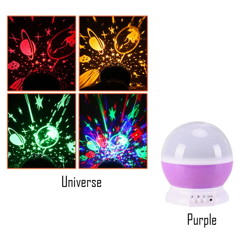Universe Purple Светодиодный светильник с цветным поворотом и романтическим рисунком звездного неба, проекционный светильник с зарядкой от usb, фантазийный светильник для сна, декор для комнаты, детские игрушки - Color: Universe Purple