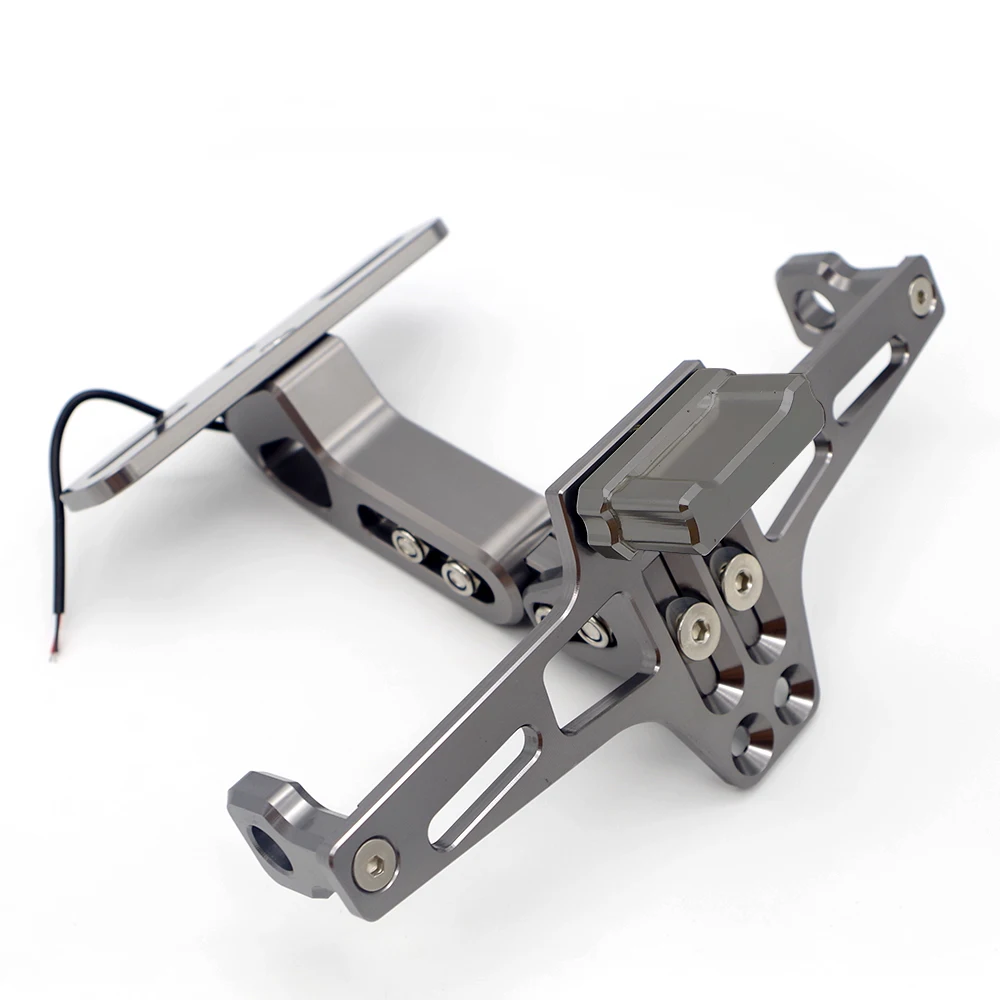 Titanium Для honda cb125r suzuki burgman honda cbr 250r Suzuki нарушителя yamaha xt660r мотоцикл светодиодный Кронштейн номерного знака держатель CNC - Цвет: Titanium