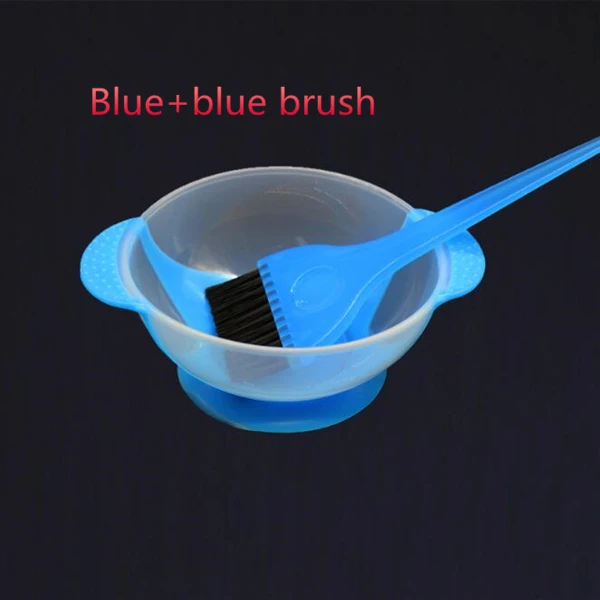 Blue with brush Профессиональный салон, Парикмахерская краска для волос, цветная чаша+ щетка, силикагель, смеситель краски для волос, Парикмахерская мешалка, уход за волосами, инструменты для укладки - Цвет: Blue with brush