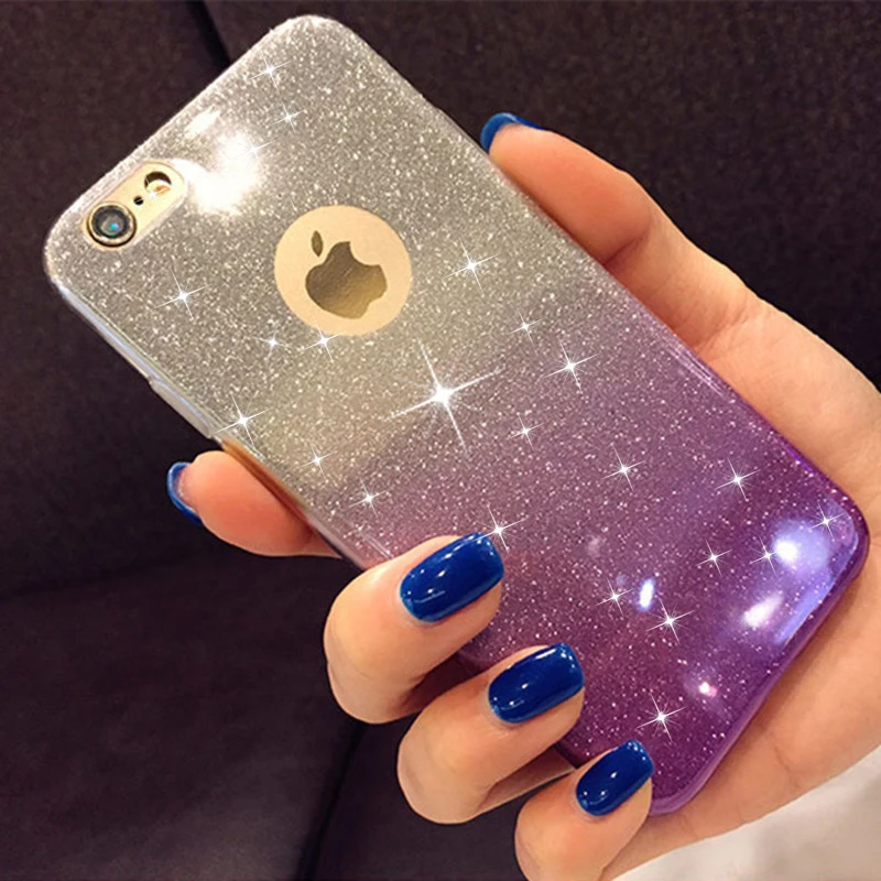 Блестящий градиентный цветной блестящий чехол для iphone XS MAX XR X 10 мягкий